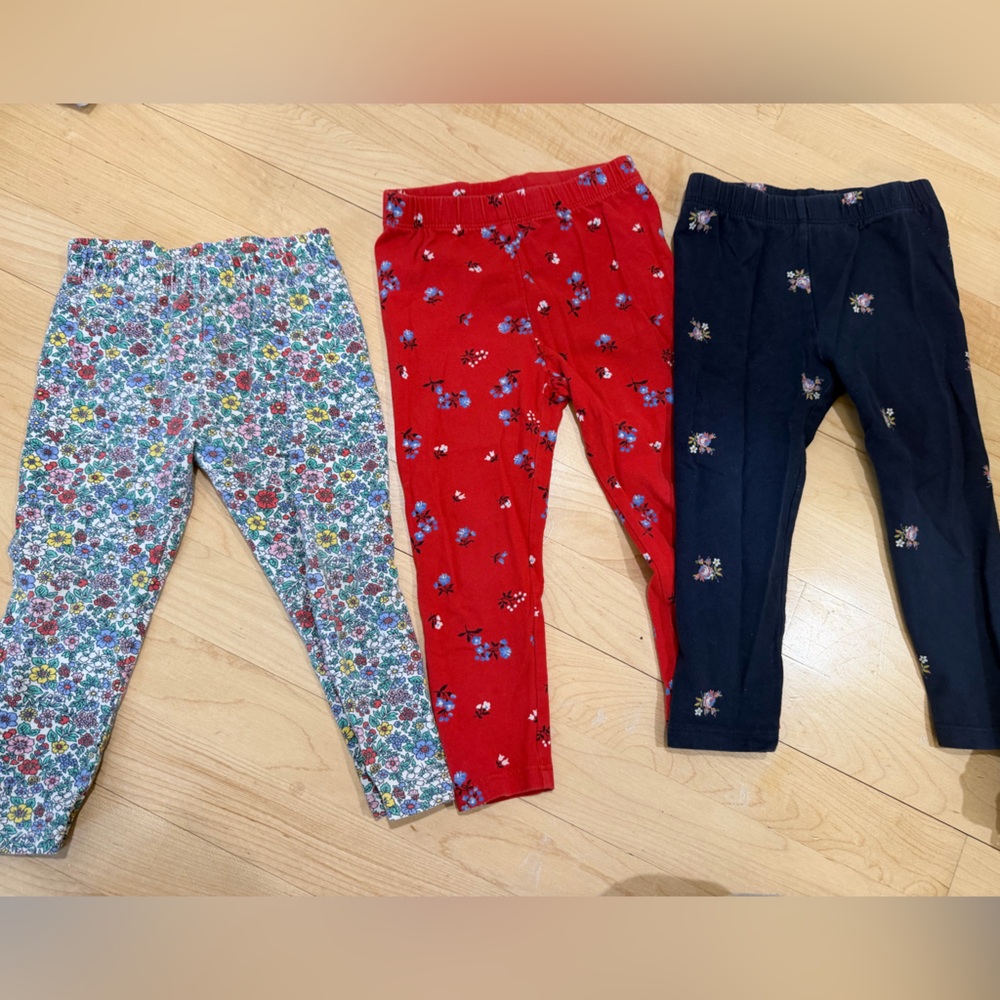 GAP Kids Red, Blue, and Black Patterned Leggings Trio